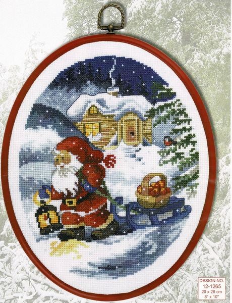 Santa with Sled and Apple Basket