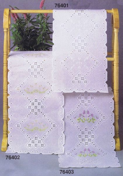 Hardanger Table Runner with Flower Panels