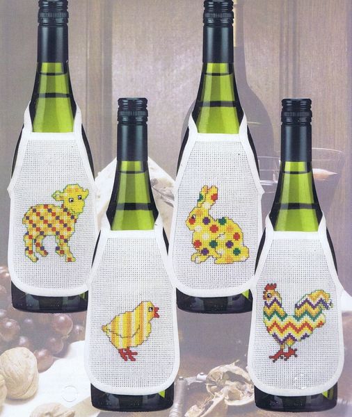 Easter Wine Bottle Aprons