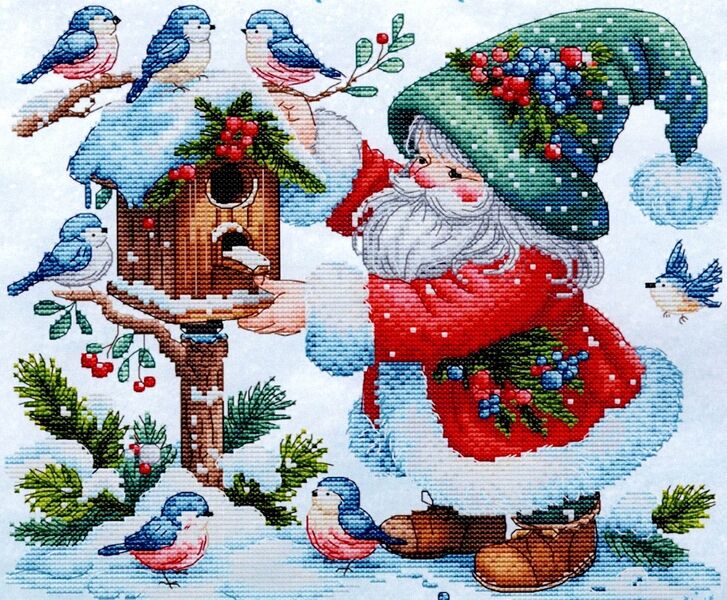 Christmas Father and Birds