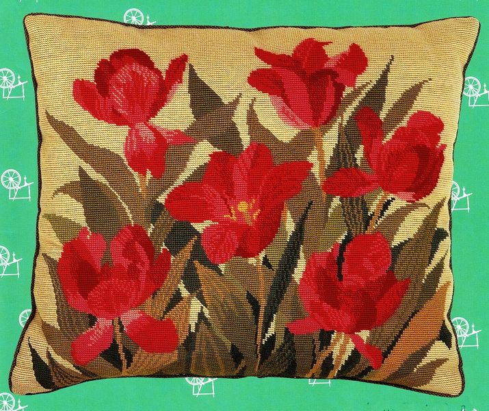 Red Tulips Cushion Front