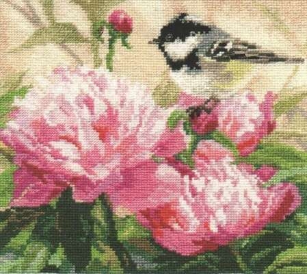 Titmouse and Peonies