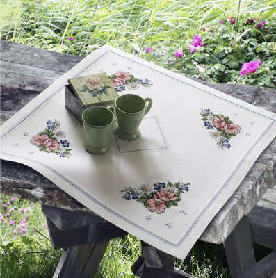 Poppy, Daisy and Bluebell Tablecloth