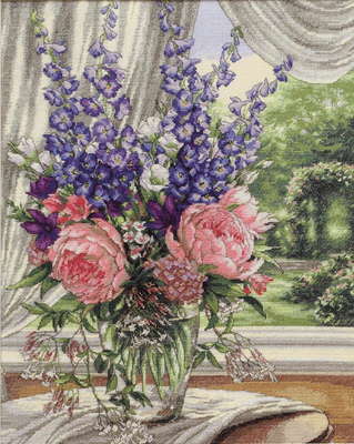 Peonies and Delphiniums