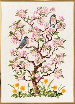 Spring - blue birds in blossom
