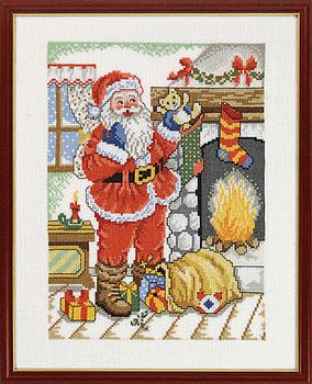 Santa Claus filling stockings