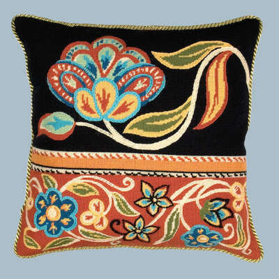 Persian Flowers in Red and Black