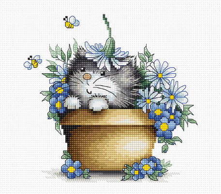 Kitten in Flowers