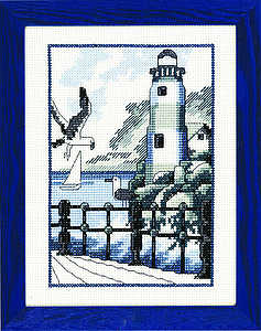 Blue and white lighthouse - click for larger image