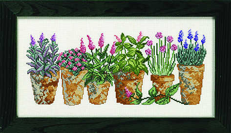 Six herb pots - click for larger image