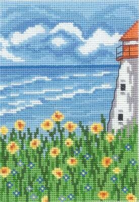 Lighthouse with Yellow Flowers