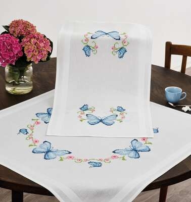 Cross Stitch Butterflies Table Cover - click for larger image