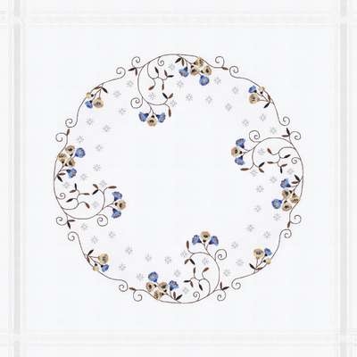 Circle with Blue and Cream Flowers Table Centre