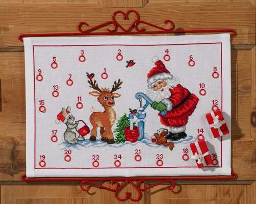 Santa with Woodland Animals Advent Calendar - click for larger image