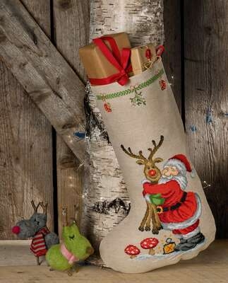 Santa and Rudolph Stocking - click for larger image