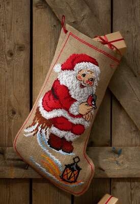 Santa and Brird Christmas Stocking - click for larger image