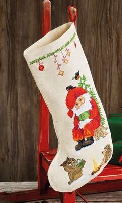 Owl Reading to Santa Stocking - click for larger image