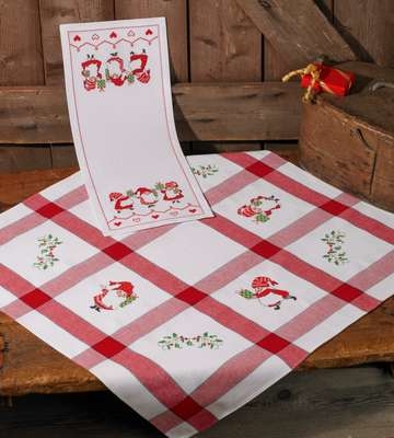 Santas Checked Table Cover - click for larger image