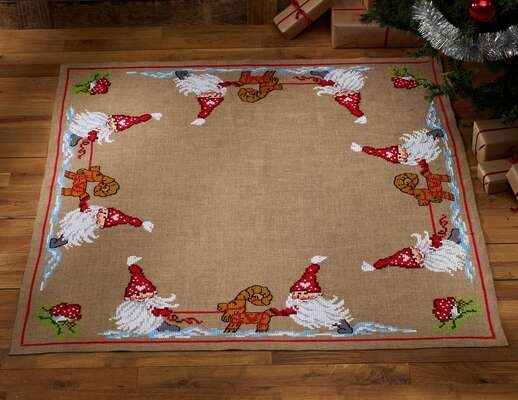 Elves and Goats Christmas Tree Skirt - click for larger image