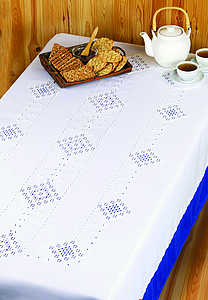 Hardanger squares tablecover - click for larger image