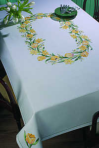 Crocus and daffodil tablecover - click for larger image