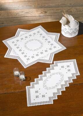 Grey and White Table Runner - click for larger image