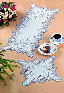 Blue lily of the valley table runner - click for larger image