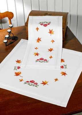 Mushrooms and Leaves Table Runner