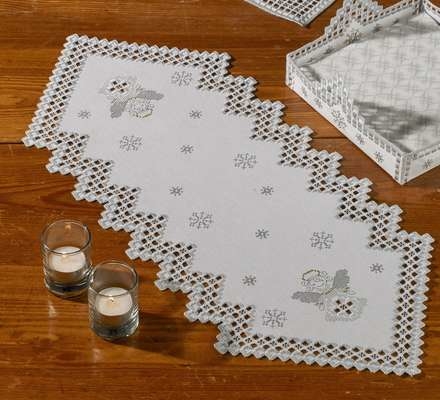 Hardanger Table Mats with Christmas Angels - click for larger image