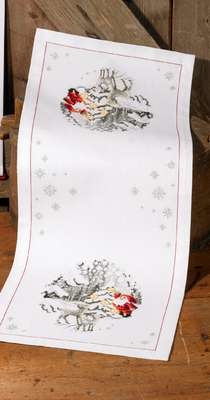 Santa's Elf in Snowy Wood Table Runner - click for larger image