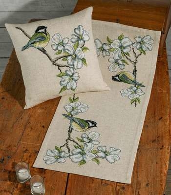 Great Tits and Blossom Table Runner