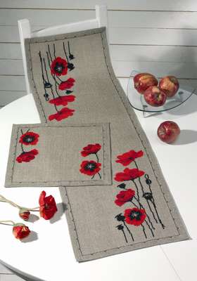 Poppy in Nature Table Runner - click for larger image