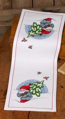 Elf with Tree Table Runner - click for larger image