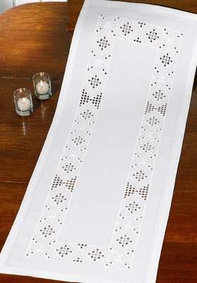 Long White Table Runner - click for larger image