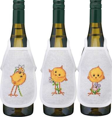 Easter Chicken Wine Bottle Aprons - click for larger image