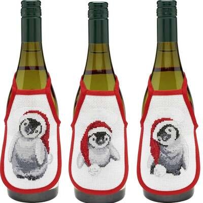 Penguin Wine Bottle Aprons - click for larger image