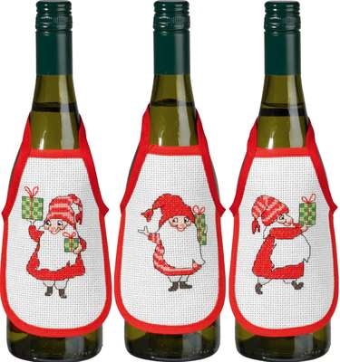 Elves with Gifts Wine Bottle Aprons - click for larger image