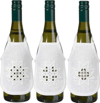 Christmas Hardanger Wine Bottle Aprons - click for larger image