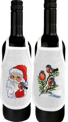 Santa and Robine Wine Bottle Aprons - click for larger image