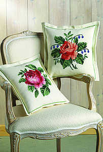 Deep pink rose cushion - click for larger image