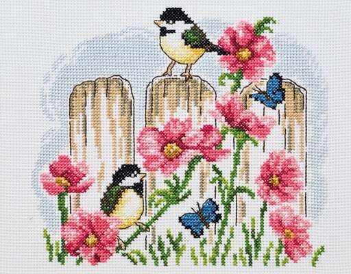 Birds and Pink Flowers