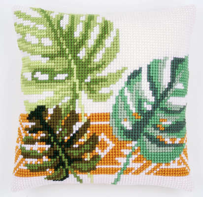 Leaves and Geometric Pattern Cushion