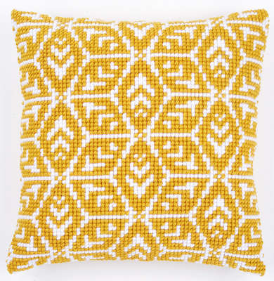 Yellow Geometric Cushion