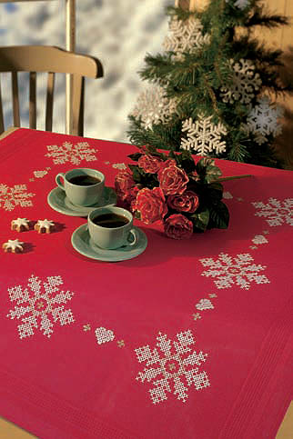Snowflakes table cover  - Cross stitch