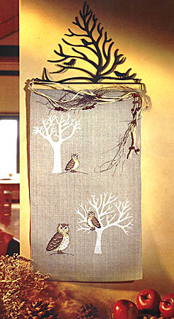 Owl and tree wall hanging - Cross stitch