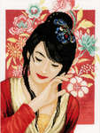 Asian Flower Girl, cross stitch kit by Lanarte