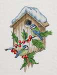 Blue Tits in Winter - cross stitch kit by Permin of Copenhagen