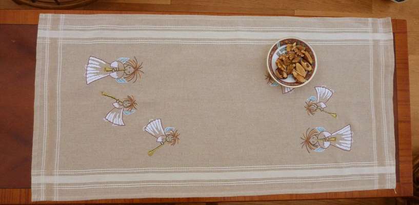 Christmas Angels with Trumpets table runner by Permin of Copenhagen