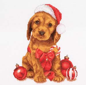 Christmas Puppy, Cross Stitch Kit by Thea Gouverneur