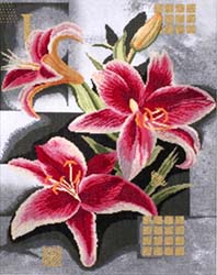 Composition of Pink Lilies, cross stitch kit, Lanarte, 2009